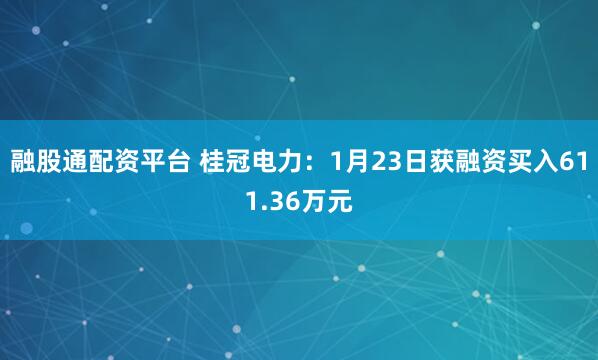 融股通配资平台 桂冠电力：1月23日获融资买入611.36万元